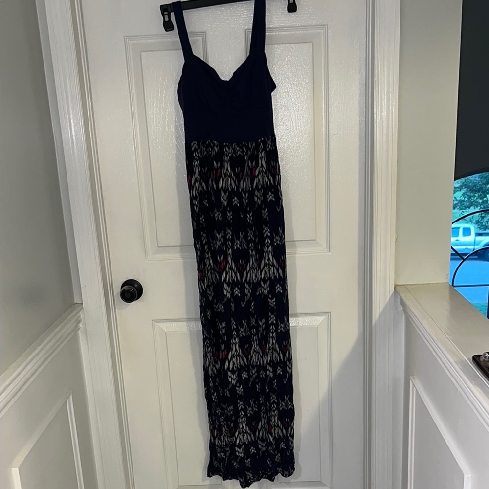 Mudd Navy and White Patterned Maxi Dress